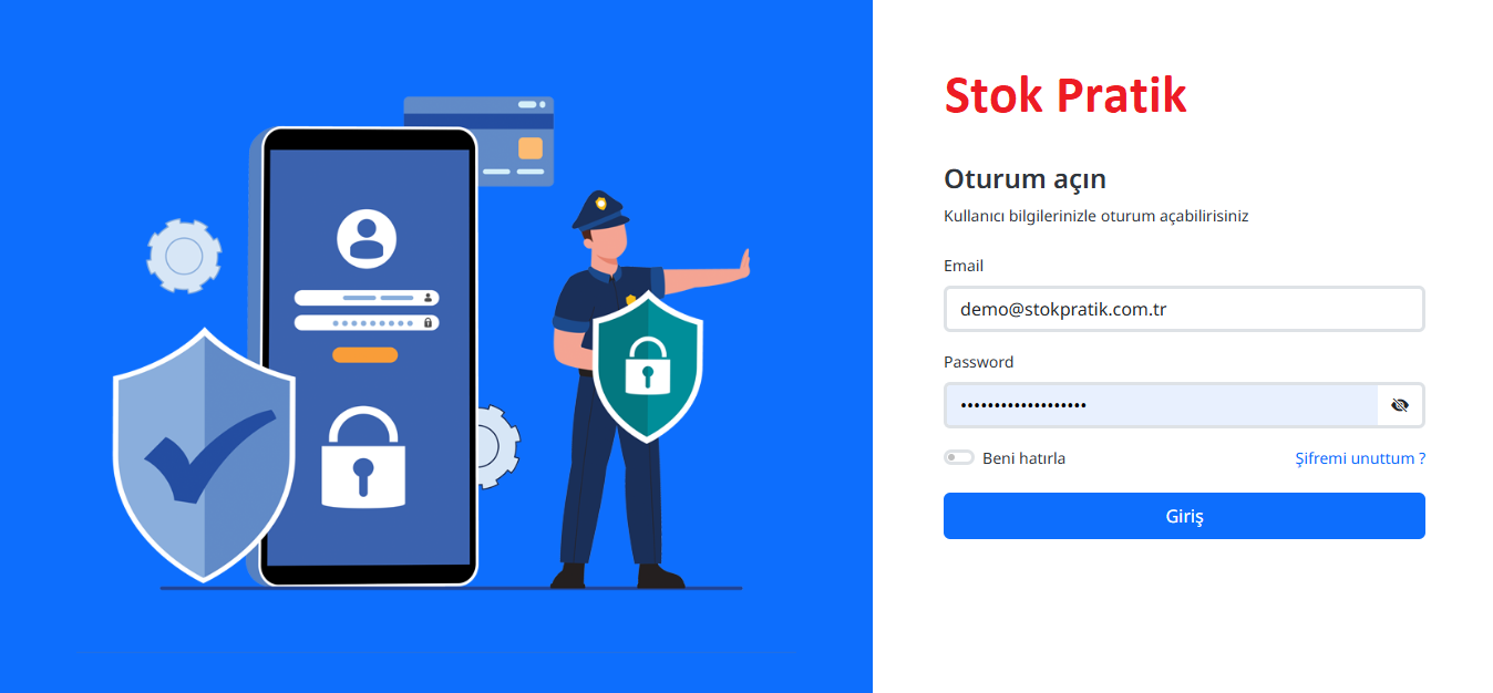 Stok Pratik Giriş Ekranı