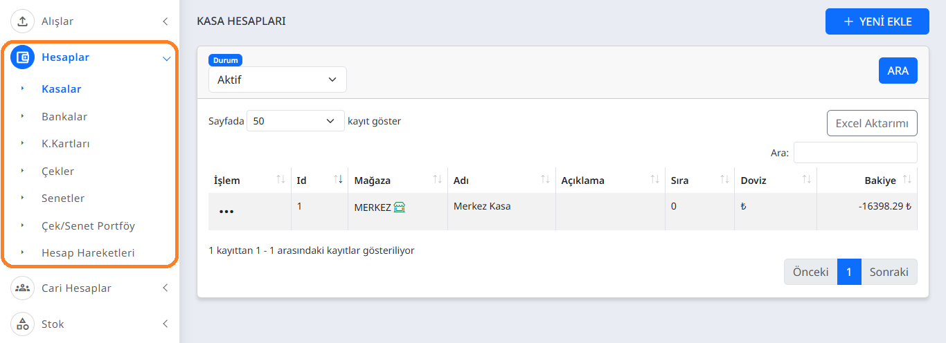 Stok Pratik Hesaplar Ekranı