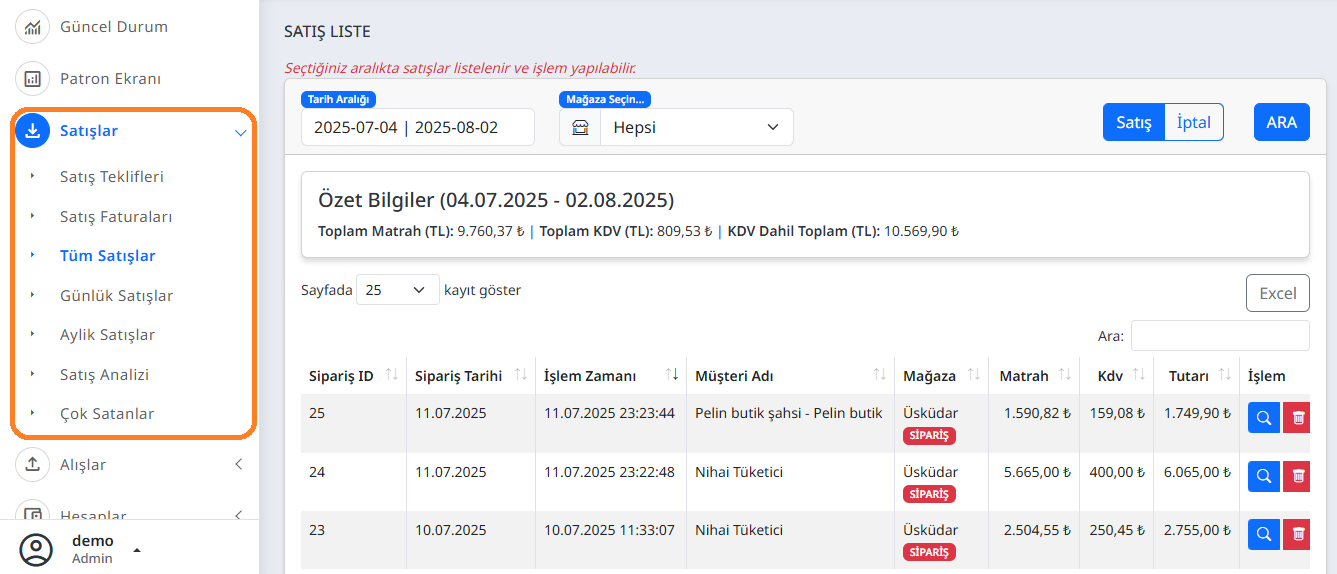 Stok Pratik Satış İşlemleri