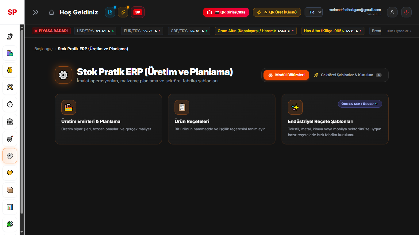 Üretim (ERP), Ürün Ağacı (BOM) & Fabrika Şablonları ekran görüntüsü