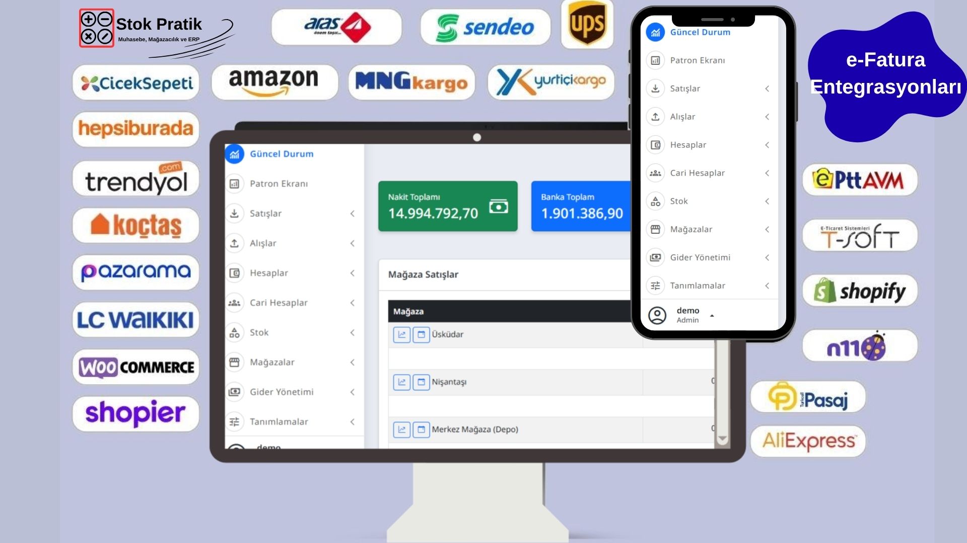Stok Pratik e-Fatura Entegrasyonu Ekran Görüntüsü